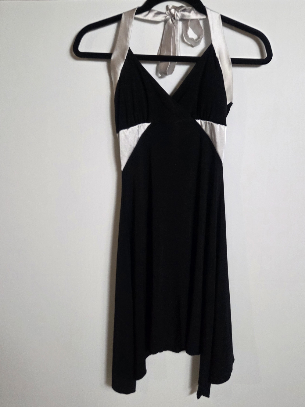 Vintage Y2K Taboo Two Tone Halter Black White Satin Whimsigoth Dress size M